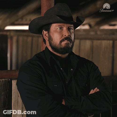 Man In Cowboy Hat Saying It's Too Much On The Bottom GIF