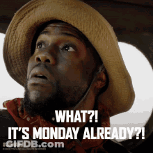 Man In Cowboy Hat Saying What It's Monday Already GIF