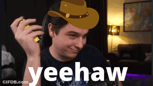Man In Cowboy Hat Saying Yeehaw GIF