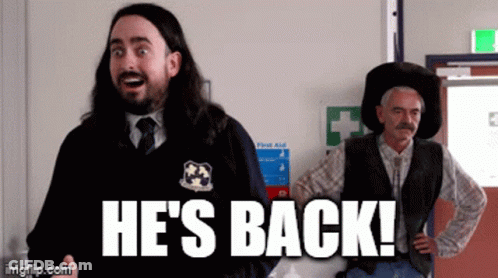 Man In Cowboy Hat Says He's Back GIF