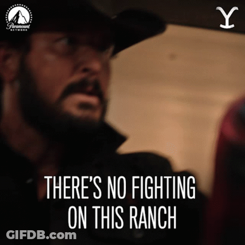 Man In Cowboy Hat Says No Fighting GIF