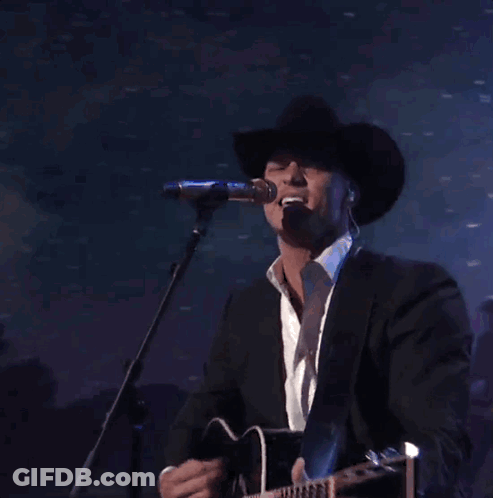 Man In Cowboy Hat Singing GIF
