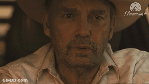 Man In Cowboy Hat Sitting In Car With Paramount Logo GIF