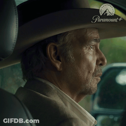 Man In Cowboy Hat Sitting In Paramount Car GIF