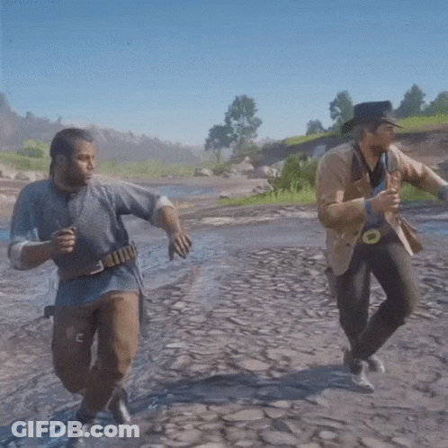 Man In Cowboy Hat Standing Next To Another Man GIF