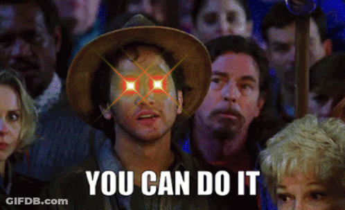 Man In Cowboy Hat Stands In Front Of Crowd Says You Can Do It GIF