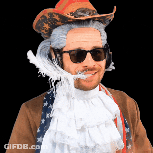 Man In Cowboy Hat Sunglasses And Feather In Mouth GIF
