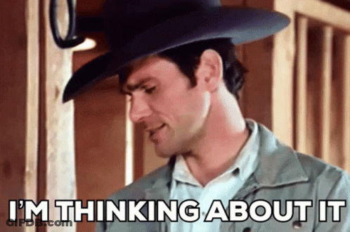 Man In Cowboy Hat Thinking GIF