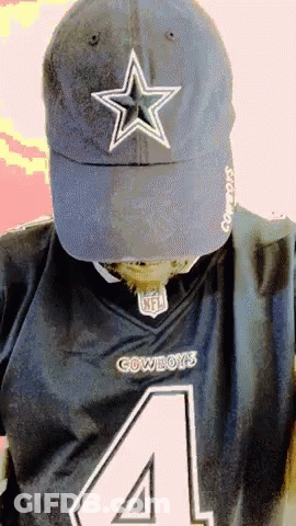 Man In Cowboys Jersey And Hat GIF