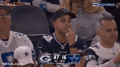 Man In Cowboys Jersey Watching Fox Game GIF
