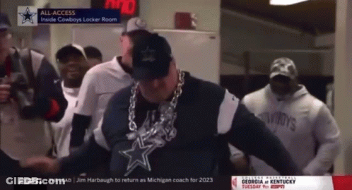 Man In Cowboys Sweatshirt Dancing GIF