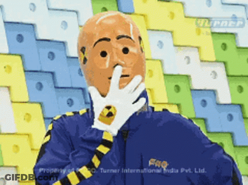 Man In Crash Test Dummy Holding Hand To Face GIF