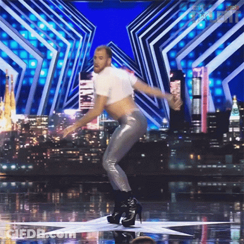 Man In Crop Top And High Heels GIF