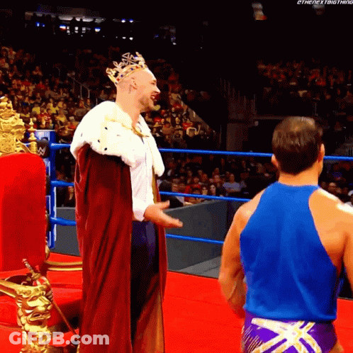 Man In Crown And Blue Tank Top Wrestling Ring GIF