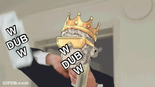 Man In Crown And Sunglasses Holding Dub Bottle GIF