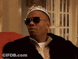 Man In Crown And Sunglasses Looking To Side GIF