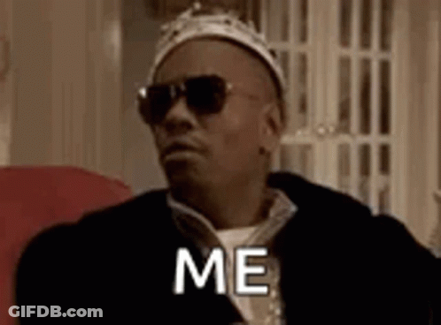 Man In Crown And Sunglasses Saying Me On Couch GIF