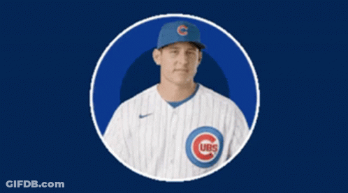 Man In Cubs Jersey And Blue Hat GIF