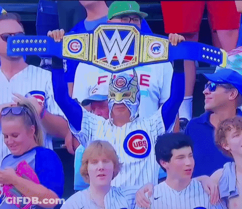 Man In Cubs Jersey Holding Championship Belt GIF