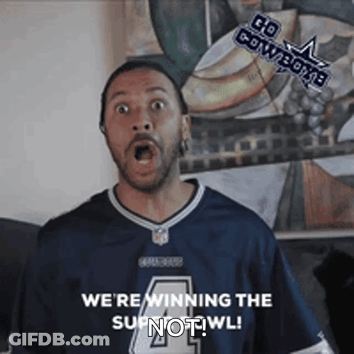 Man In Dallas Cowboys Jersey Says We're Winning The Superbowl GIF