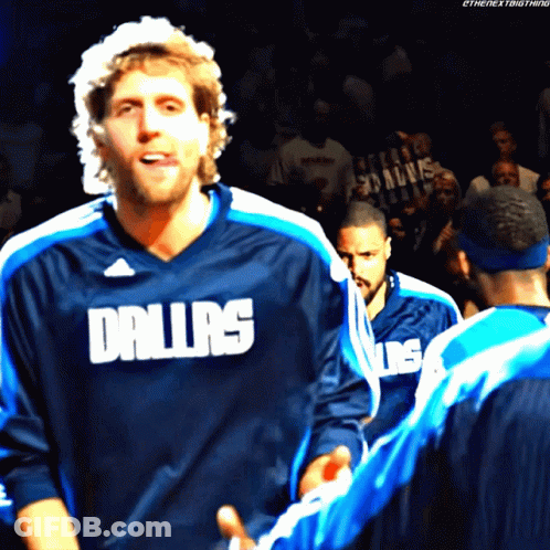 Man In Dallas Jersey With Other Players GIF