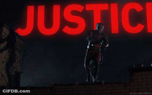 Man In Daredevil Suit Jumping Before Justice GIF