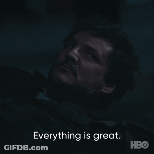 Man In Dark Room Saying Everything Is Great GIF