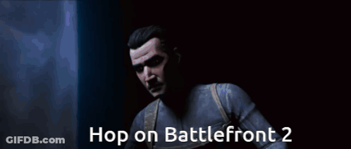 Man In Dark Room Saying Hop On Battlefront 2 GIF