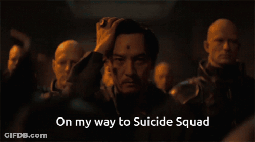 Man In Dark Room Saying On My Way To Suicide Squad GIF