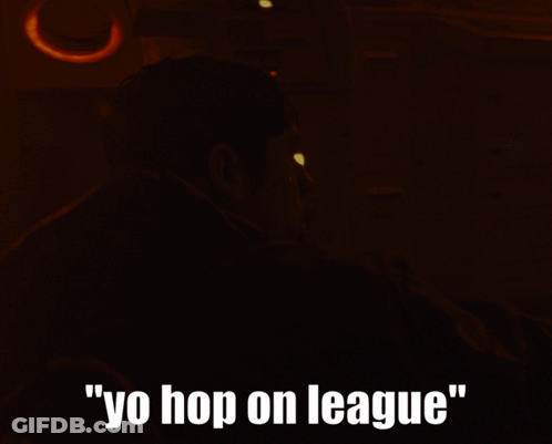 Man In Dark Room Saying Yo Hop On League GIF