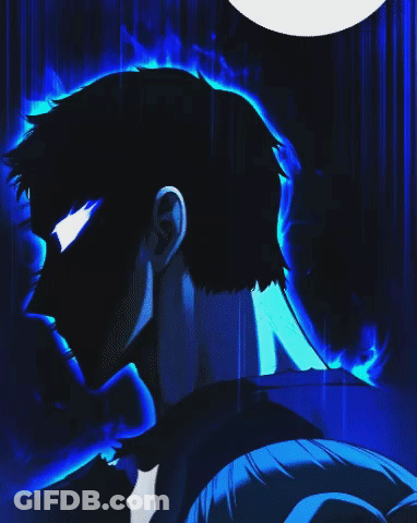 Man In Dark Room With Blue Light Behind Head GIF