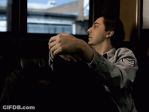 Man In Denim Jacket With Army Patch GIF
