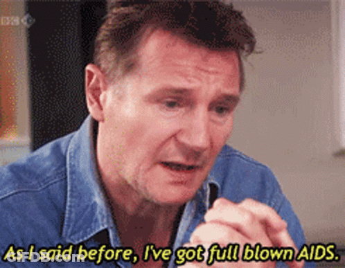 Man In Denim Shirt Saying As I Said Before I've Got Full Blown Aids GIF