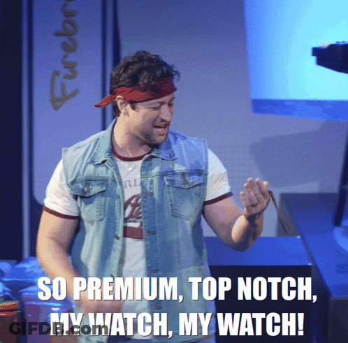 Man In Denim Vest And Red Headband Saying My Watch GIF