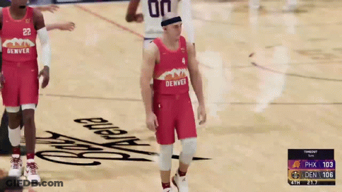 Man In Denver Jersey Walking On Court GIF