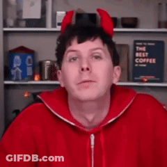 Man In Devil Horns And Red Hoodie Making Funny Face GIF
