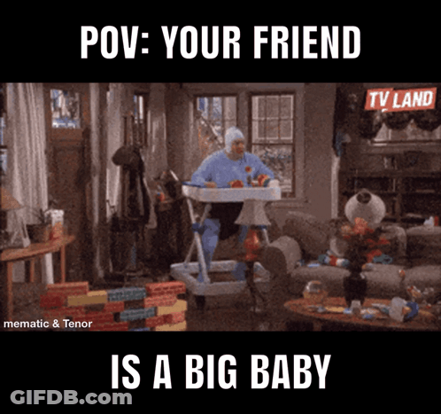 Man In Diaper Sitting In High Chair GIF