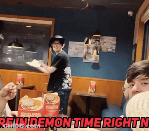 Man In Diner Saying We In Demon Time Right N GIF