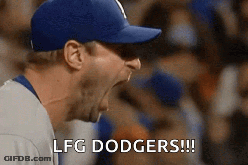 Man In Dodgers Hat Screaming GIF