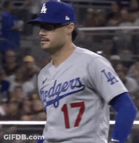 Man In Dodgers Jersey And Hat GIF
