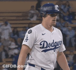 Man In Dodgers Jersey And Helmet GIF