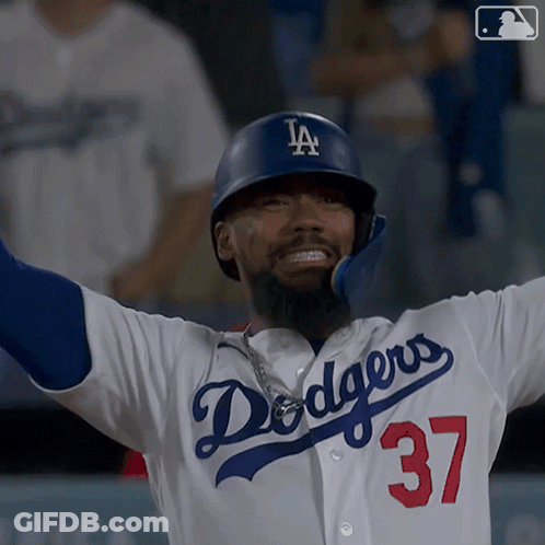 Man In Dodgers Jersey And Helmet GIF
