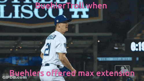 Man In Dodgers Jersey Celebrating Win GIF