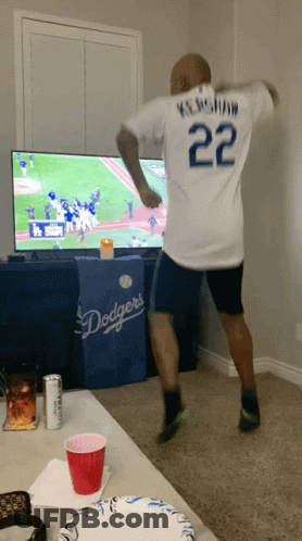 Man In Dodgers Jersey Dancing GIF