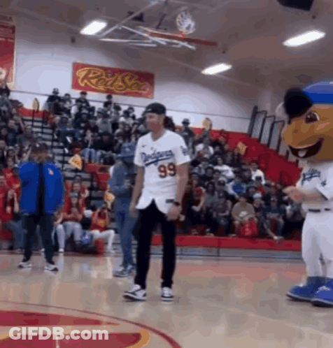 Man In Dodgers Jersey Dancing GIF