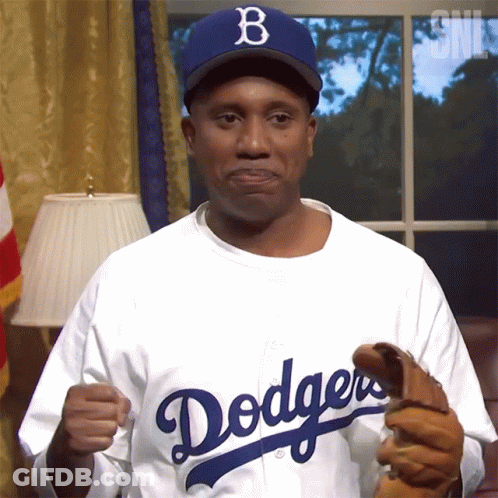 Man In Dodgers Jersey Holding Baseball Glove GIF