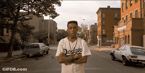 Man In Dodgers Jersey On Street GIF