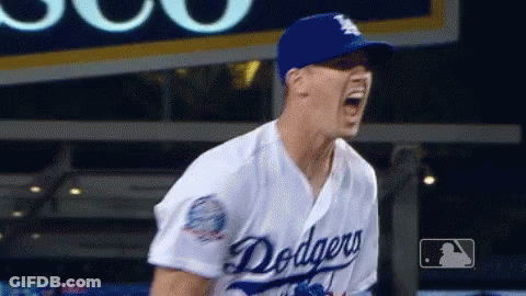 Man In Dodgers Jersey Screaming GIF