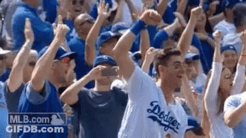 Man In Dodgers Jersey Taking Photo GIF