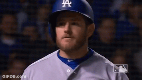 Man In Dodgers Uniform And Helmet GIF